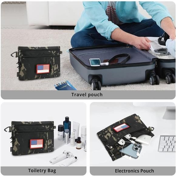 Tactical Carry On Zipper Pouch, Toiletry Bag Packing Sack Cosmetic Kit Makeup - Picture 10 of 12